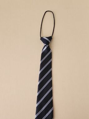 Navy Blue Striped Elastic Tie